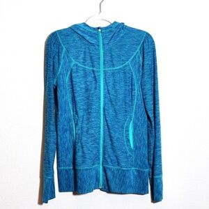 Prana Blue Green Ember Zip Up Hooded Top SIZE M